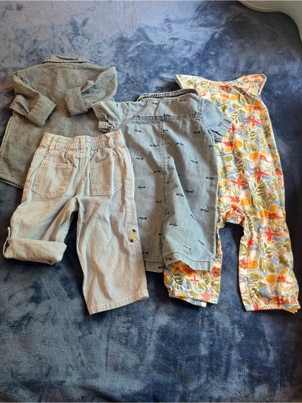 All items are size 12. (2 shirts, 1 Carters multi colored jumper & IZOD jeans.) - Picture 2 of 6